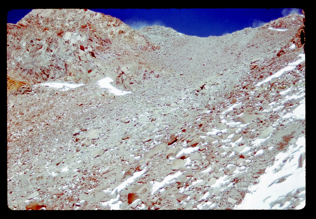 Standing at 22,000' elevation, looking up the Canaleta