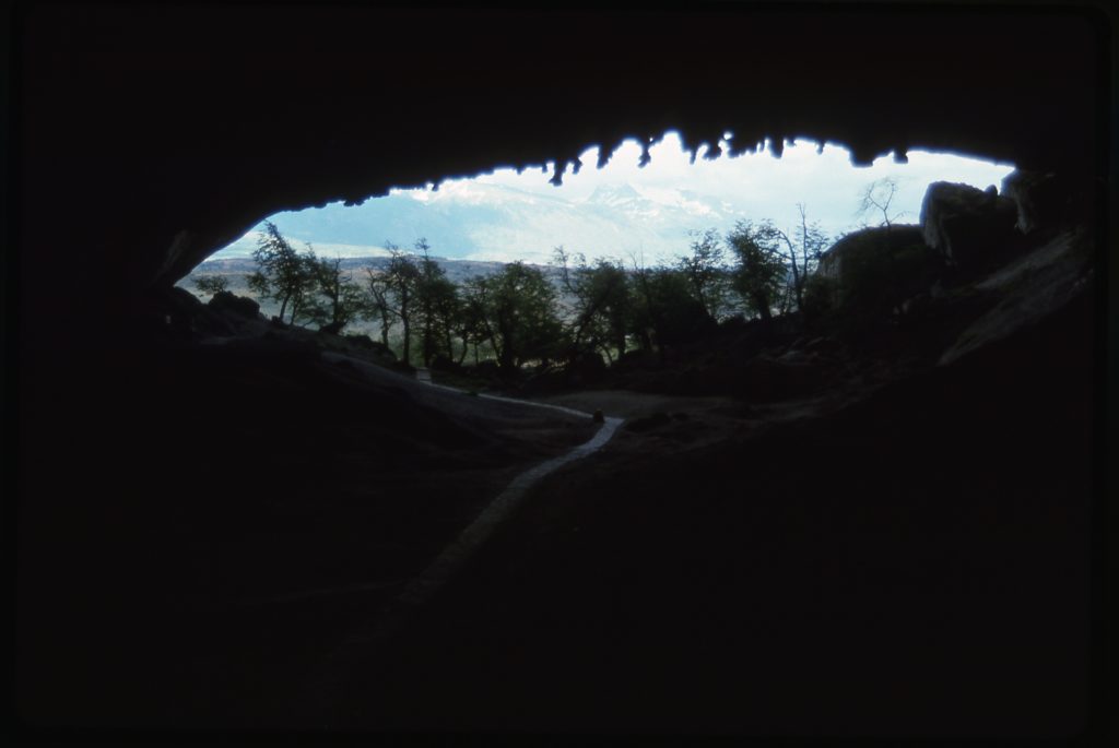 Looking out of the milodon cave.