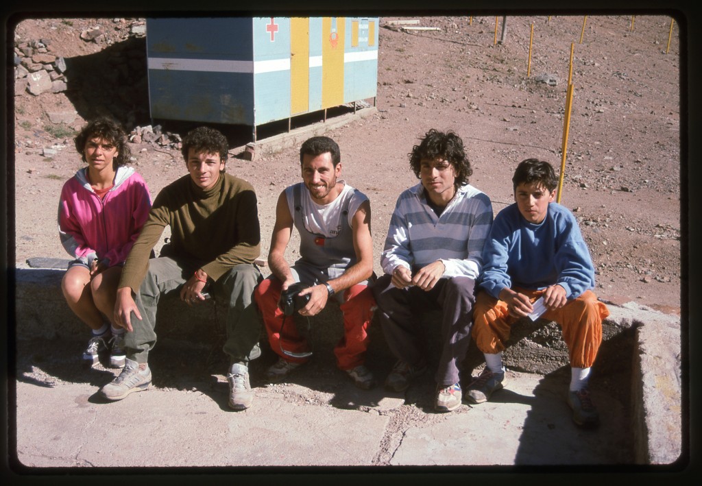 Horacio Cunietti (center) and his group at the ski lodge