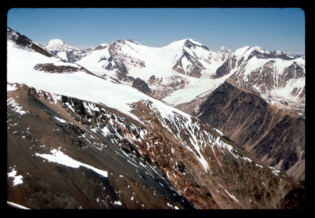 Looking southwest to Cerro Tupungato (21,555') on the left