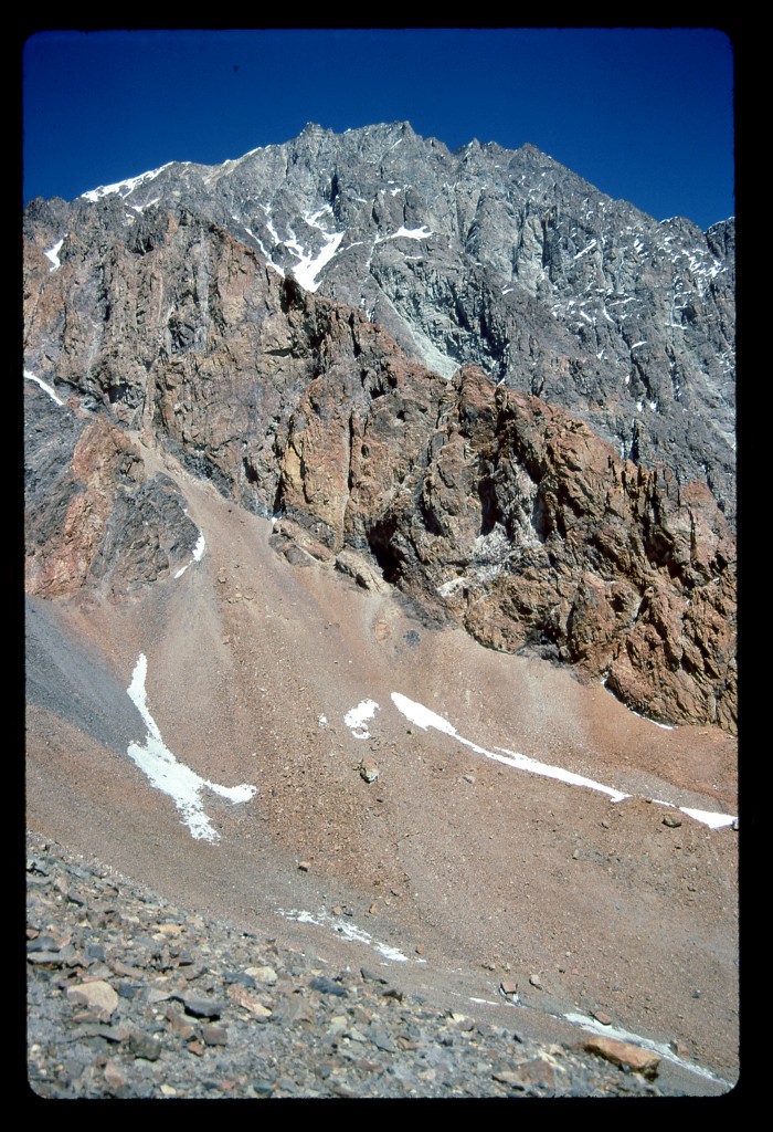 The east side of Vallecitos, with the summit towering 3,000 feet overhead.