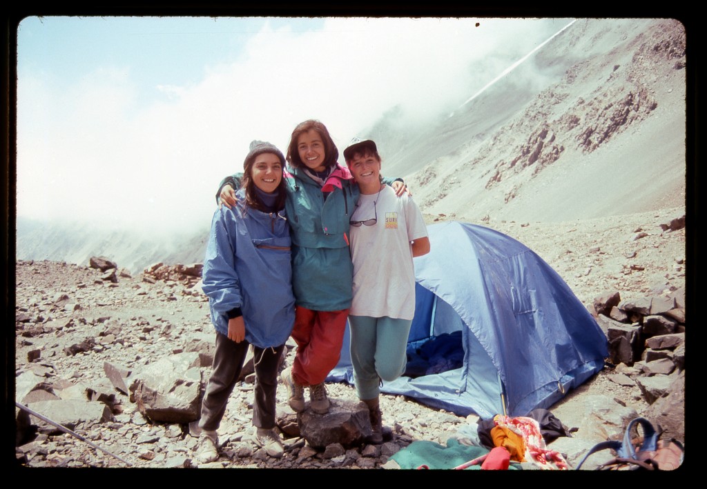 At El Salto campsite. Left to right: Julia; Gilda; Natacha