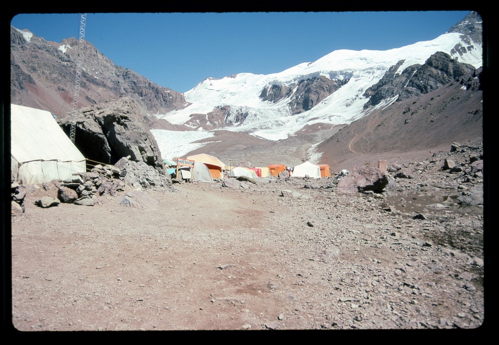 Plaza de Mulas base camp at 14,000'. Looking north to Cerro Cuerno