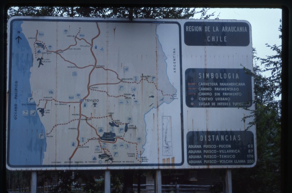 Roadside sign at Puesco, Chile