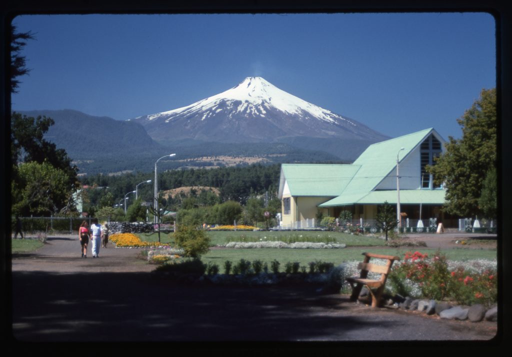 Villarica volcano, as seen from the town of Pucón