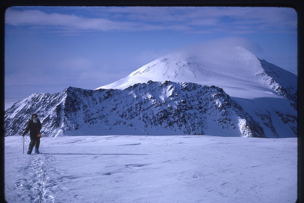 Ed Cane looking back at the North Peak of McKinley, 19,470'