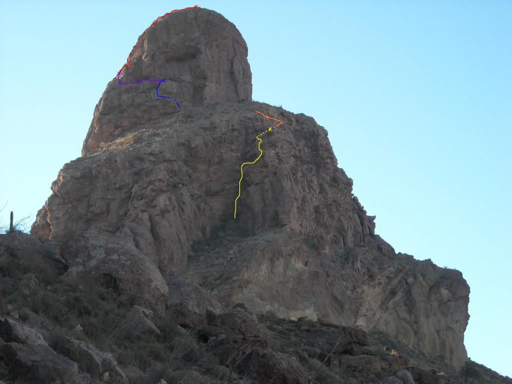 A view of the peak showing our route