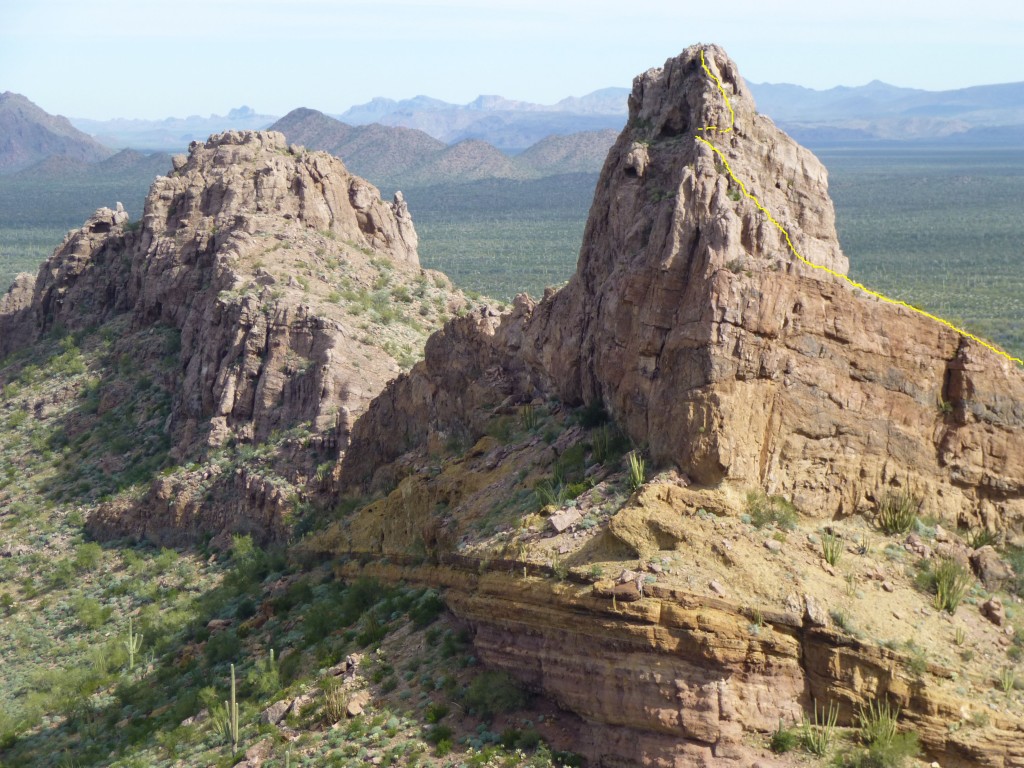 Looking north to Peak 2602, showing our route