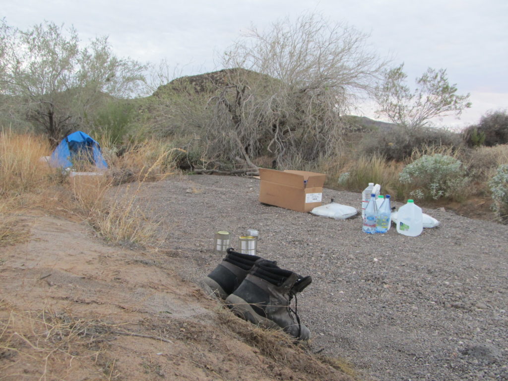 Looking upstream in the wash at our camp