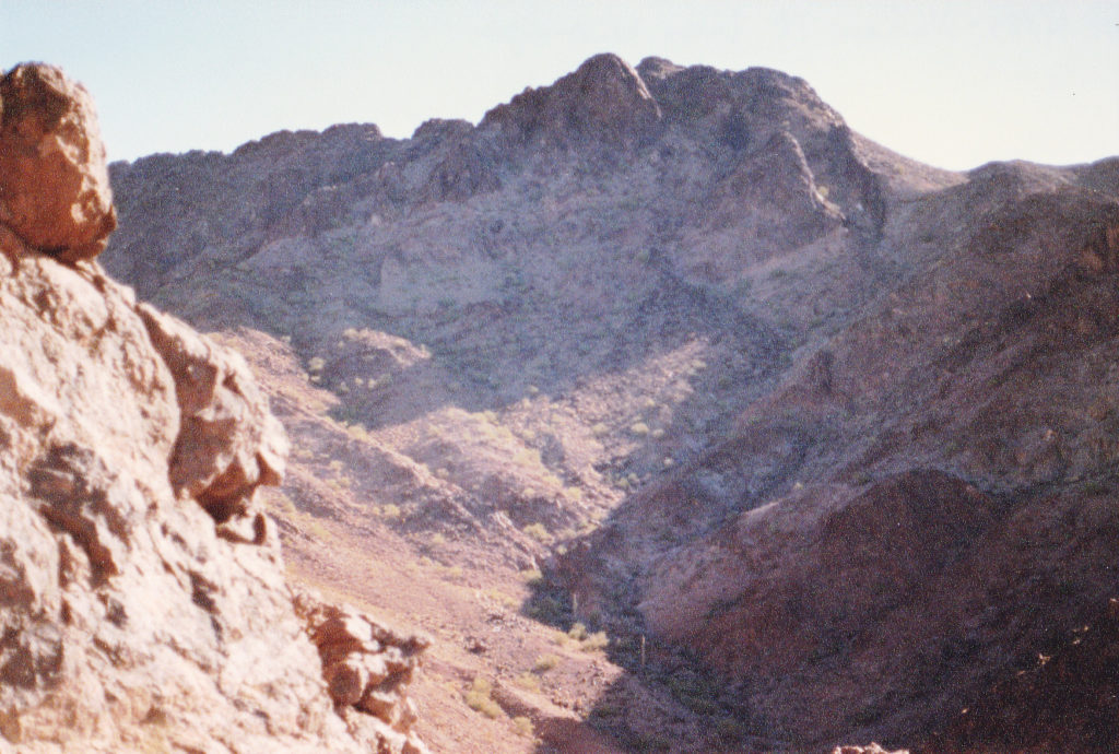 Looking east to Mohave Peak from its west ridge