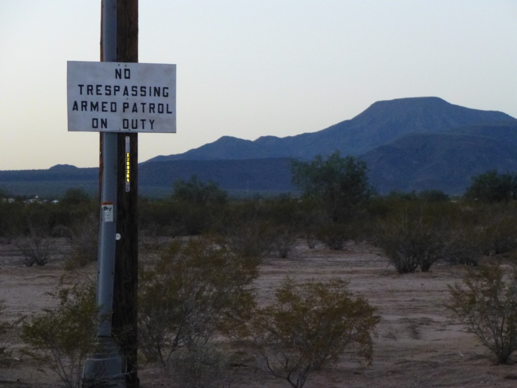 Warning sign near Double Benchmark