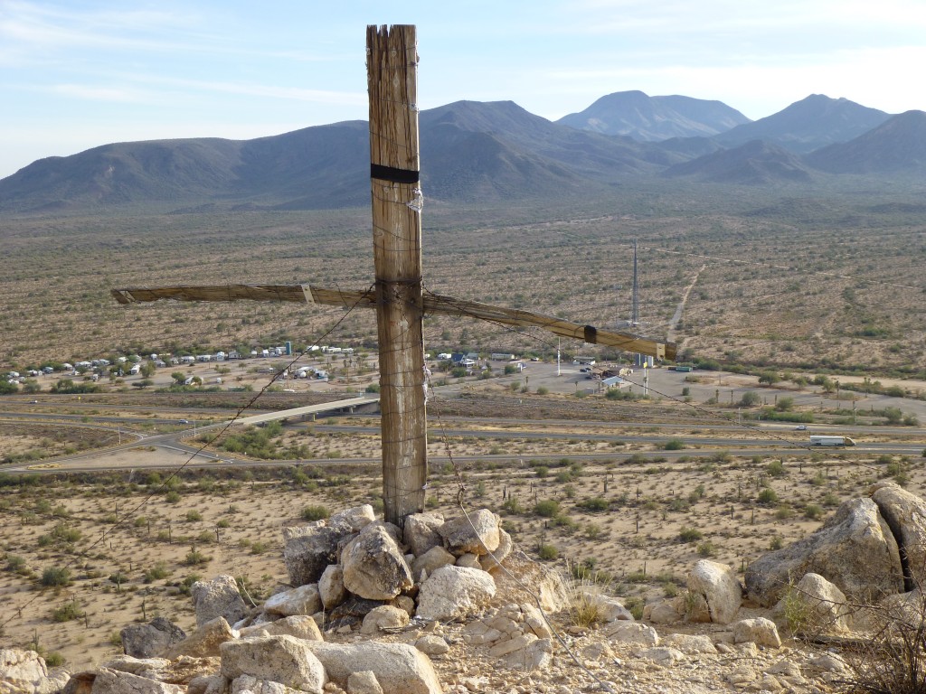 Wooden cross on the summit of Peak 2272