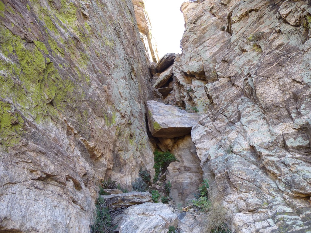 The gully between the north and south summits