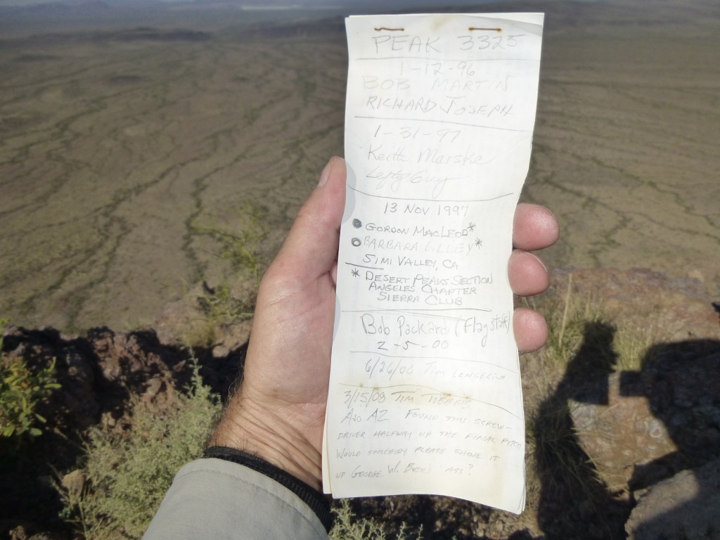 Peak 3325 summit register