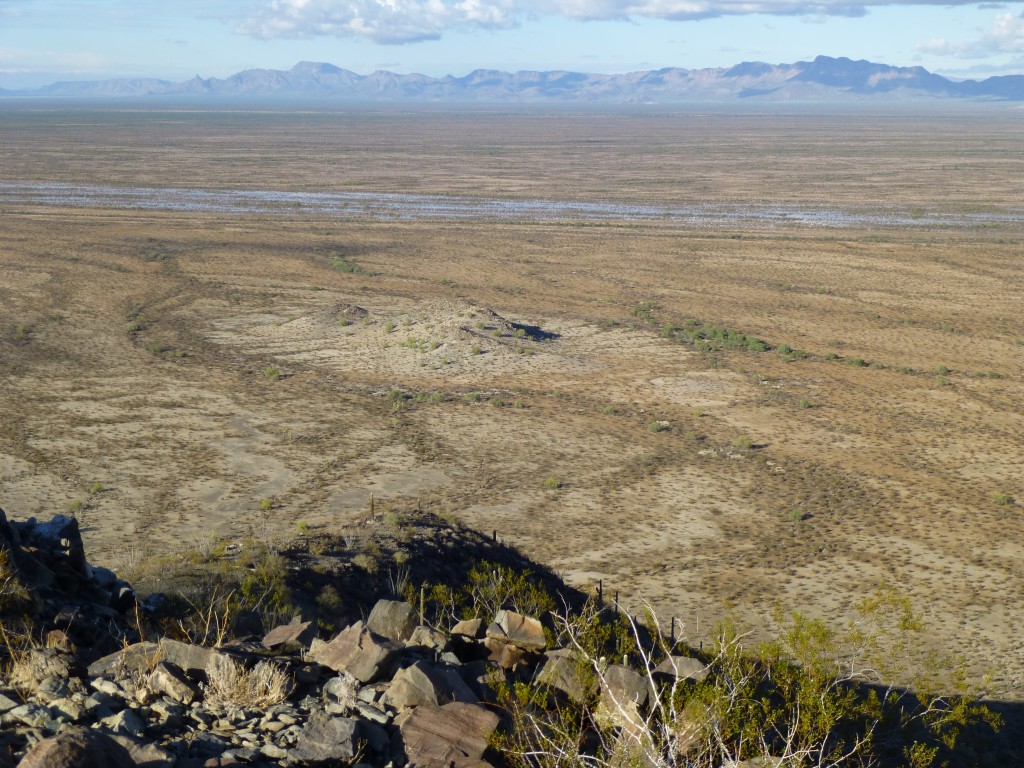 Looking northeast to the very flooded San Cristobal Wash