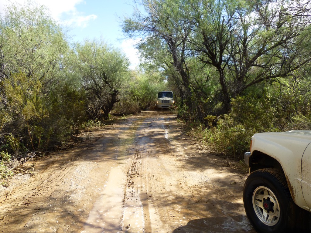 The first truck approaching