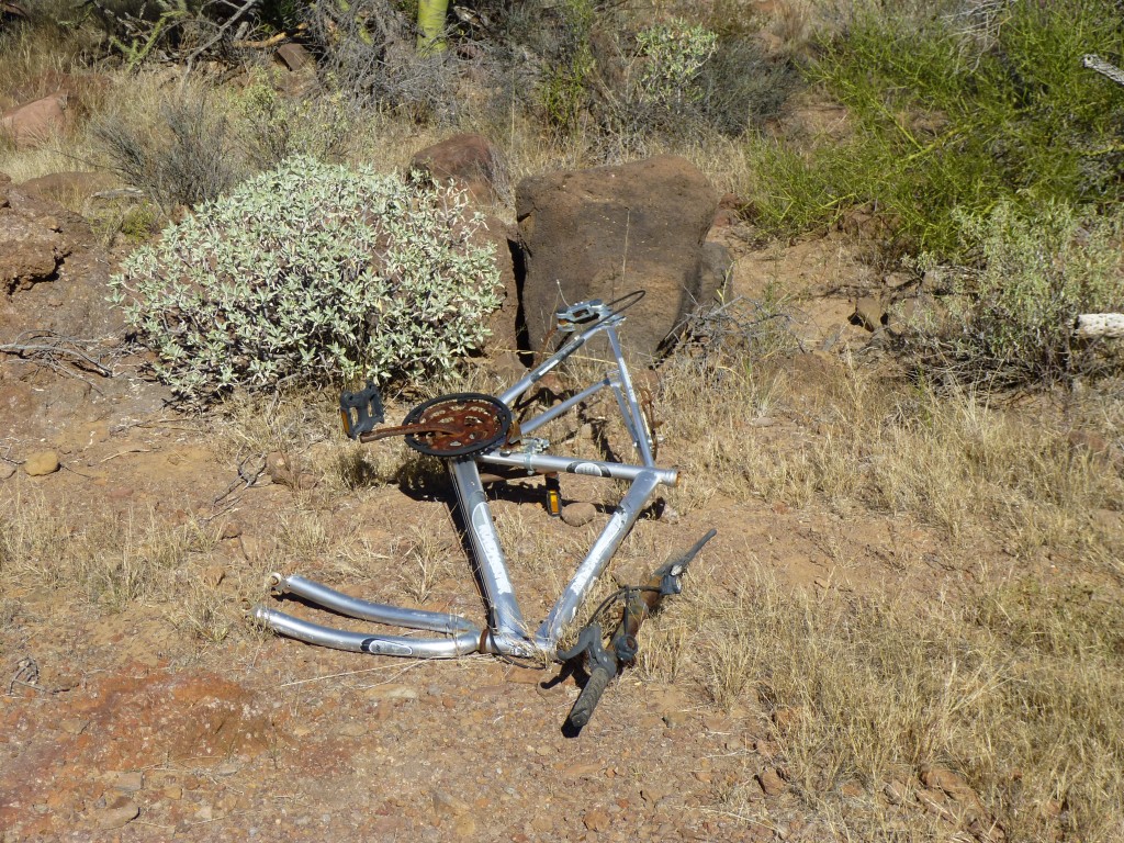 All that remained of a bicycle that some border-crosser had used