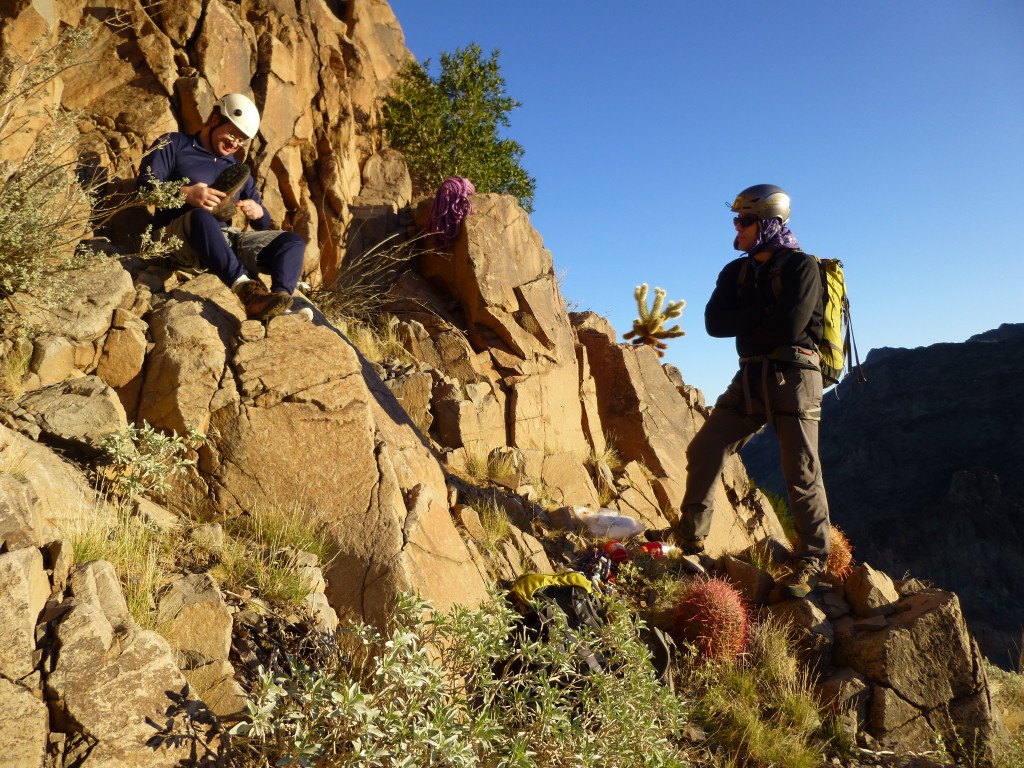 Andy (left) and John getting ready to climb