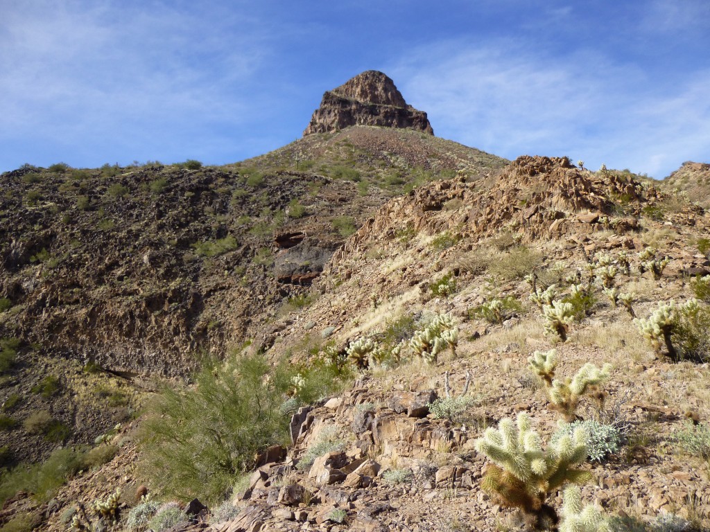 Looking back up to the peak