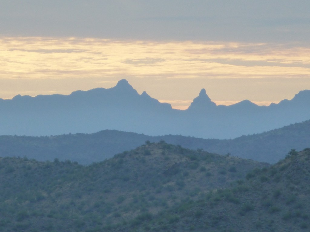 Looking southeast to Peak 4088 (left) and Montezuma Head (right)