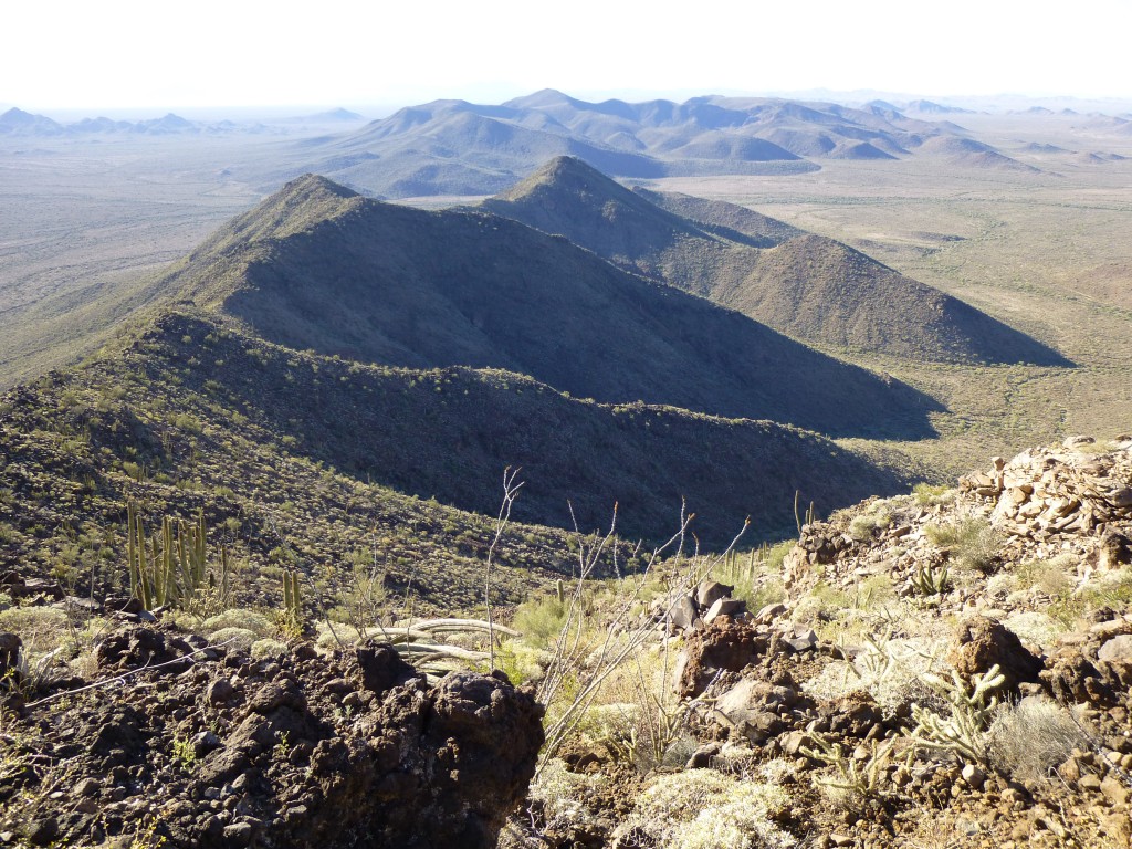 Looking along the complicated south ridge of Peak 2848 