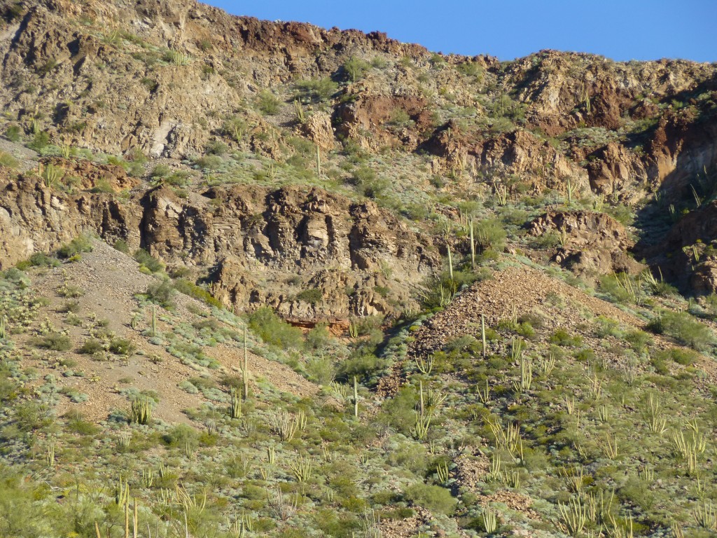 The route up through the cliffs