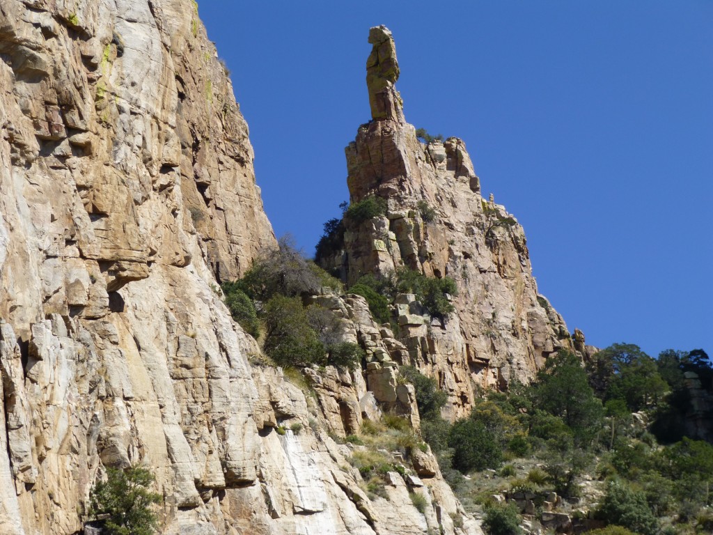 Looking up at Finger Rock