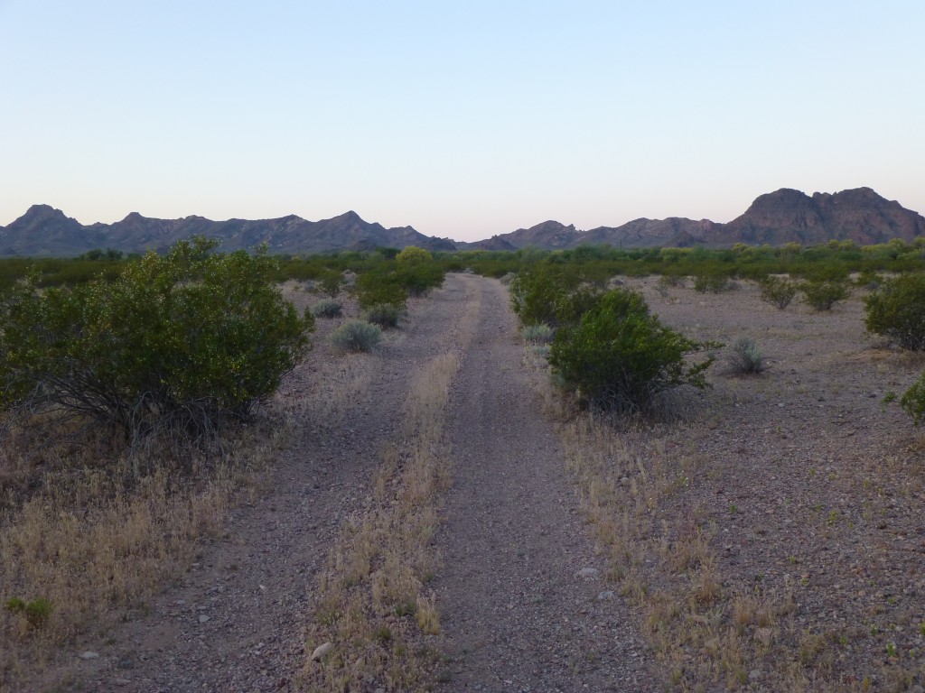 The way home. My truck was parked way over by the mountains in the distance.