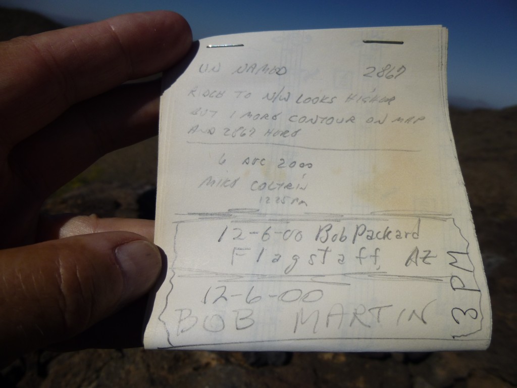 The register left by Coltrin, Packard and Martin in 2000