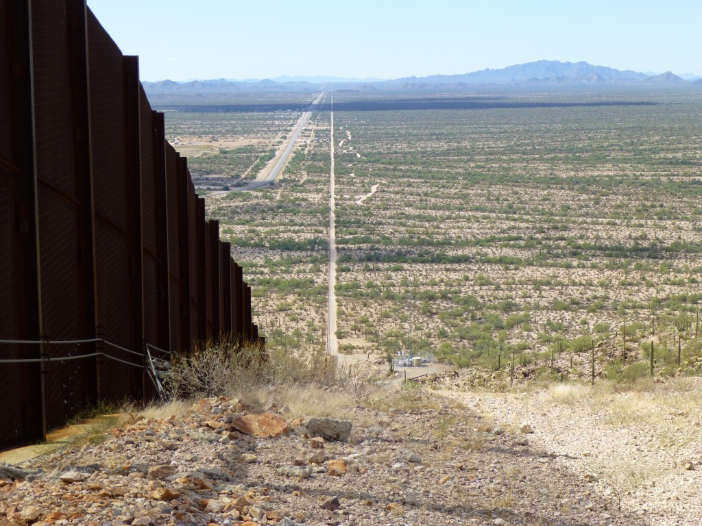 Looking west along the border