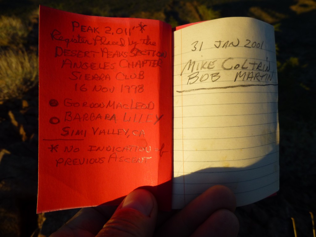 Barbara and Gordon's summit register