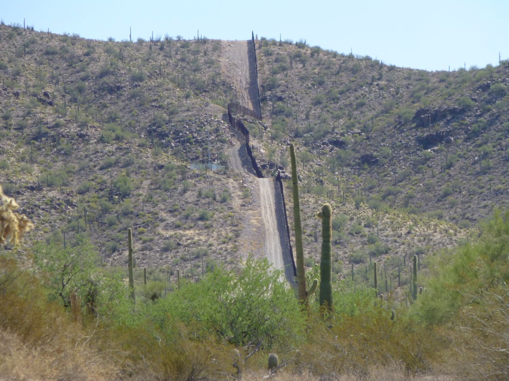 Looking east up the border road