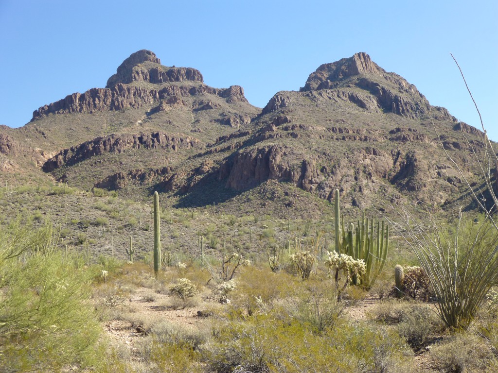 Diaz Spire on the left; Peak 3704 on the right