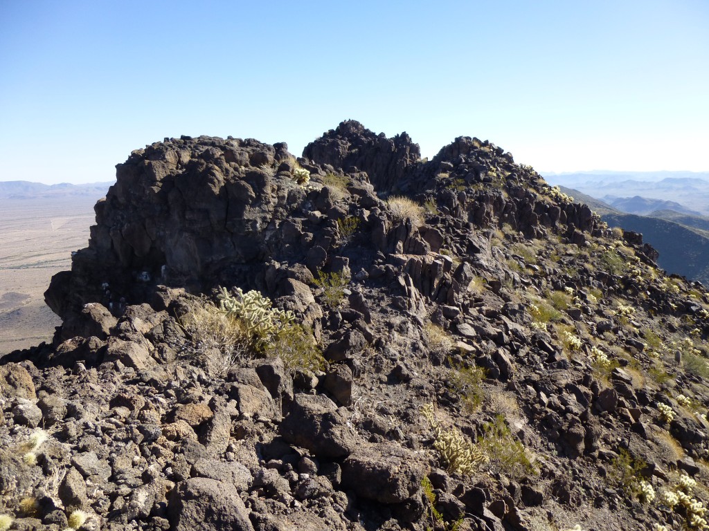 The last several hundred feet to the summit bump, the one in the middle.