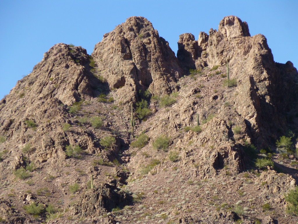 Looking up to the top of Peak 1250