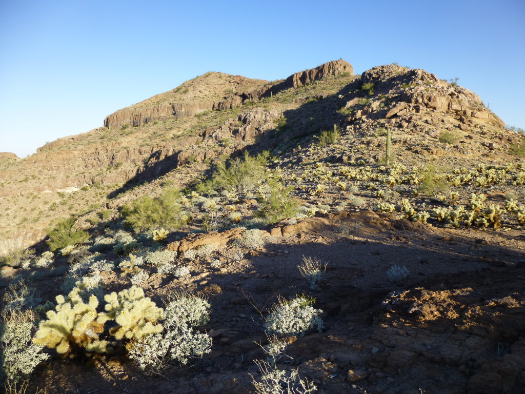 The view up the ridge from above the cliff.