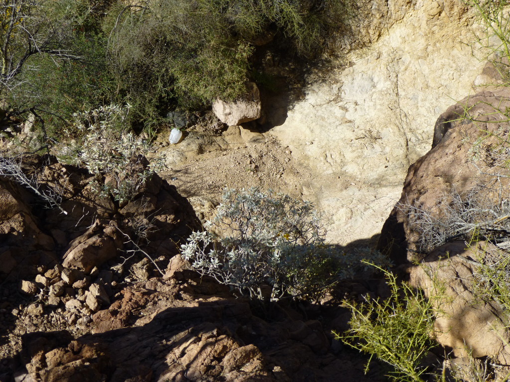 Looking down into one of the steep drops along our route