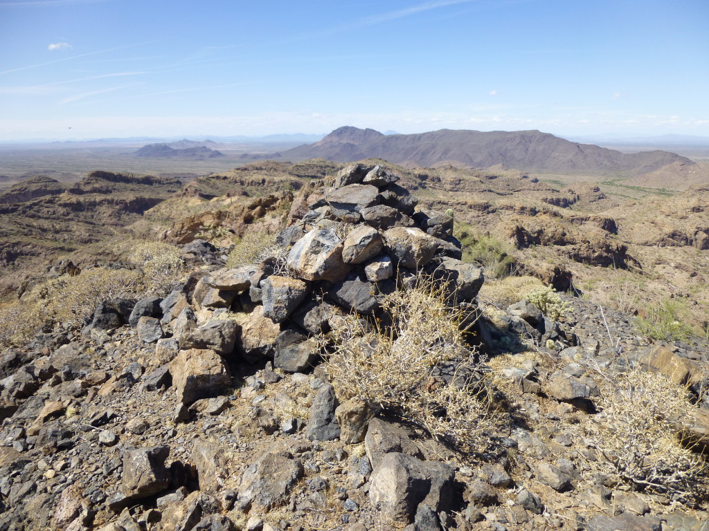 The summit cairn, with Lookout Mountain miles to the north