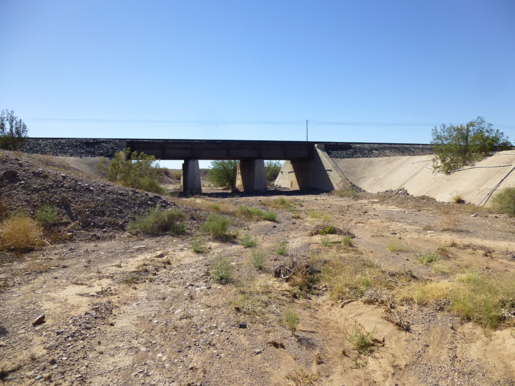 The bridge carrying the Southern Pacific Railroad