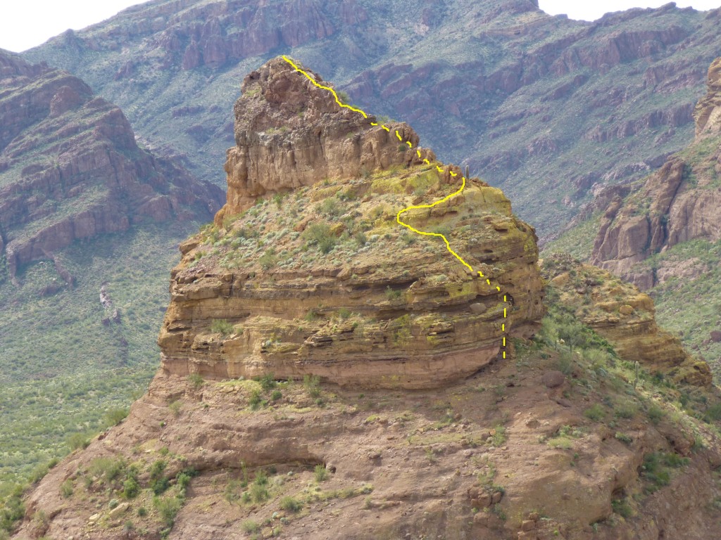 Looking south to Peak 2725 with our route shown