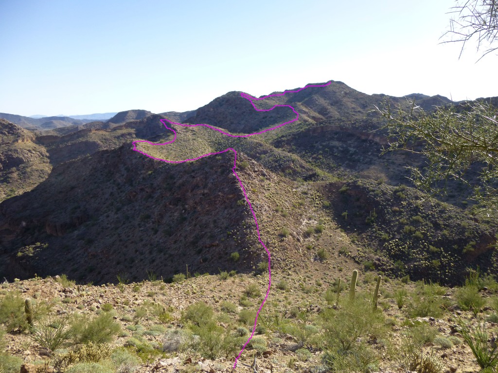 The route along the ridge tops