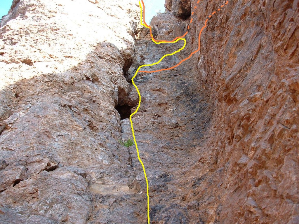 close-up of climbing route