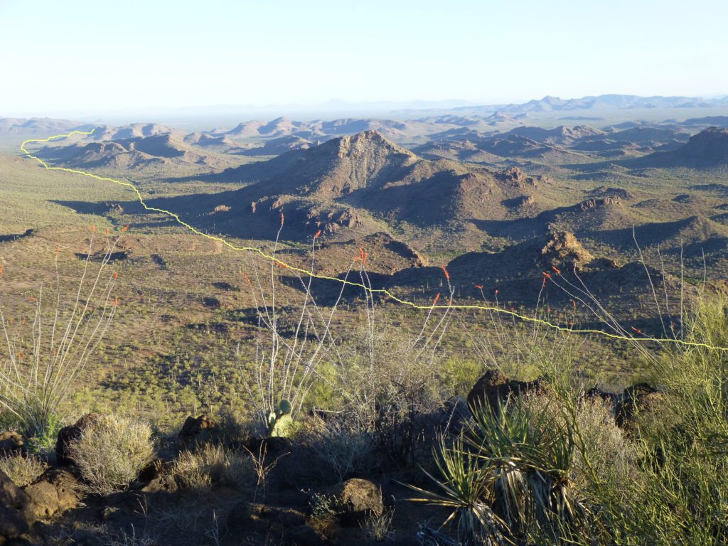 The road heading northwest